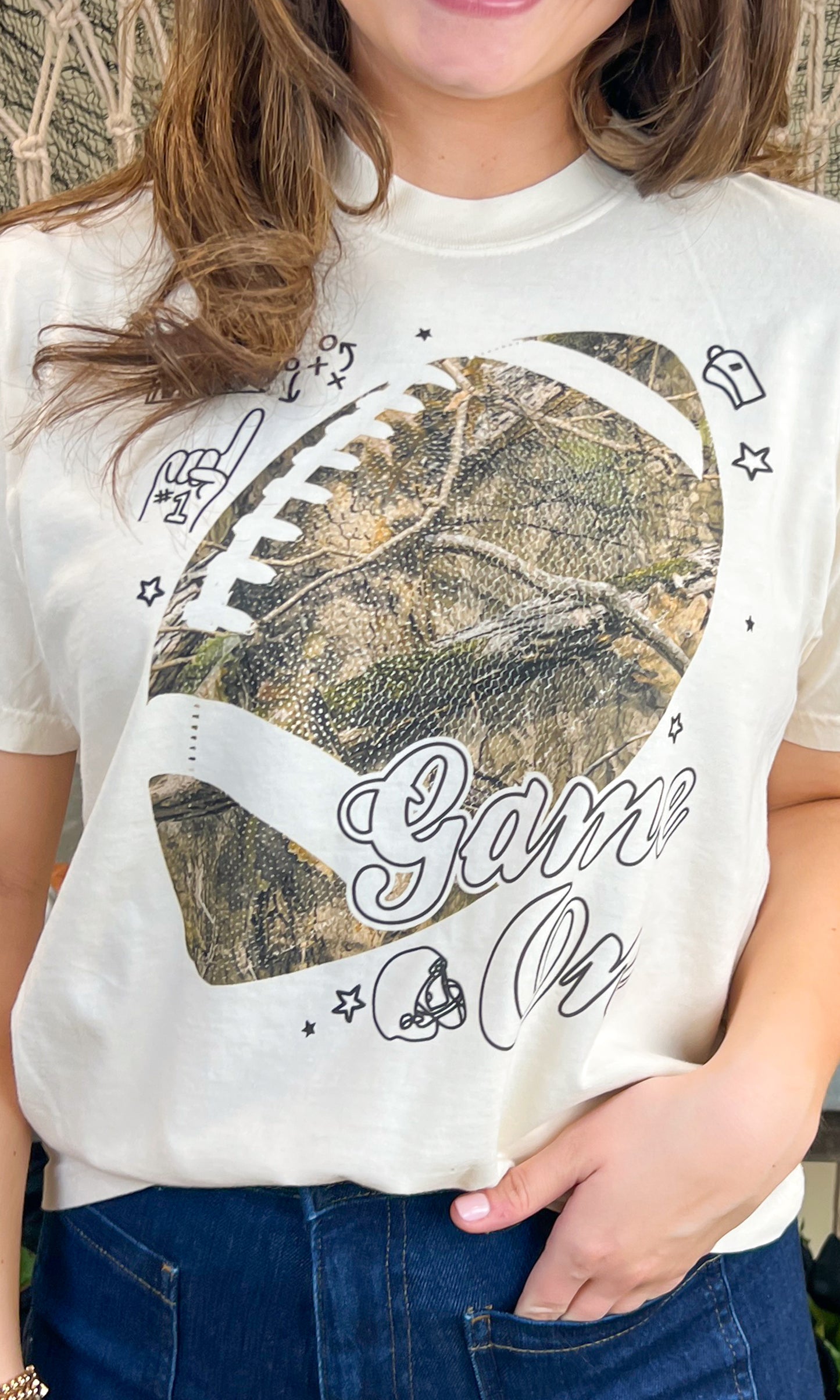 Game On Camouflage Football Graphic T-Shirt