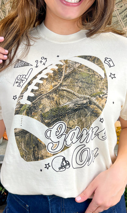 Game On Camouflage Football Graphic Comfort Color T-Shirt