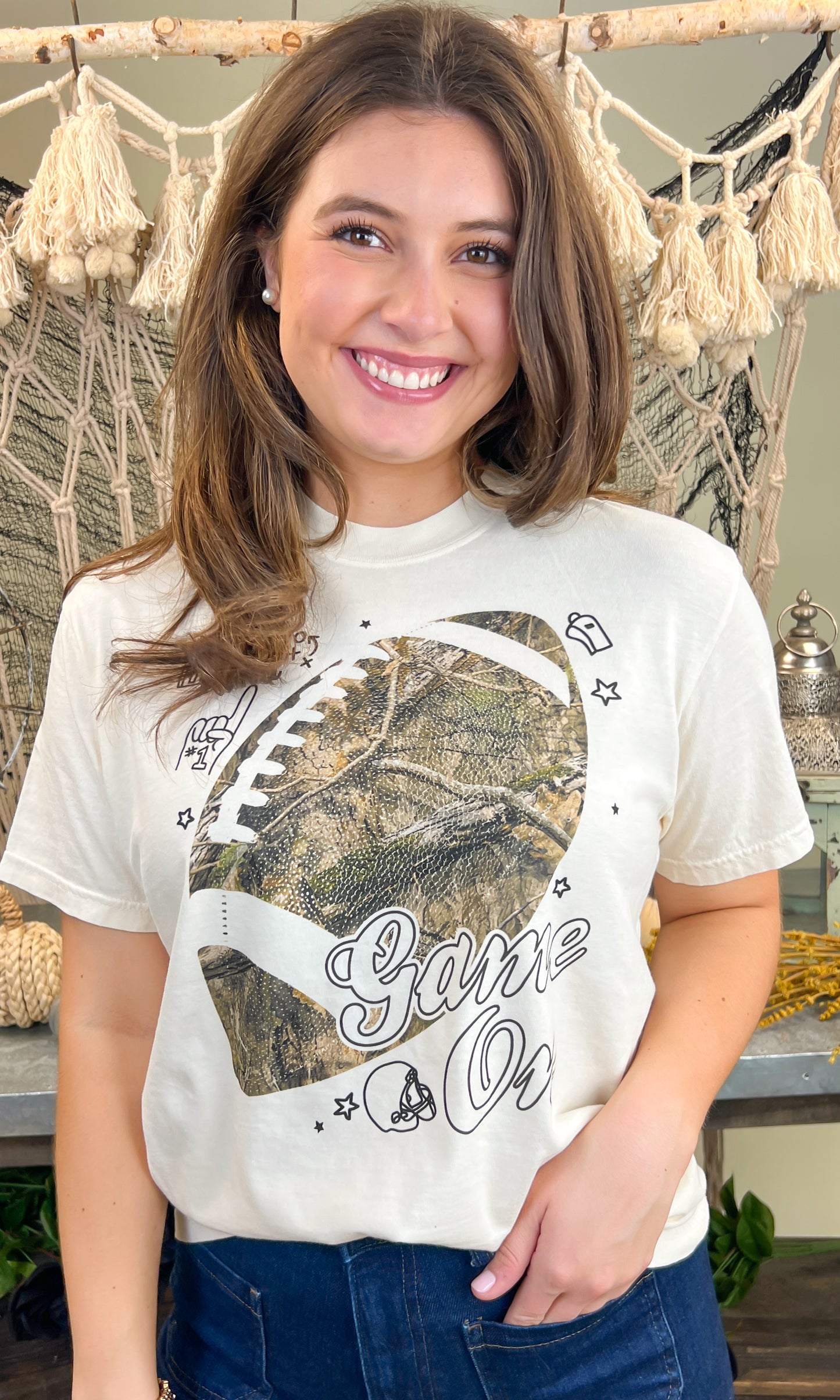 Game On Camouflage Football Graphic T-Shirt