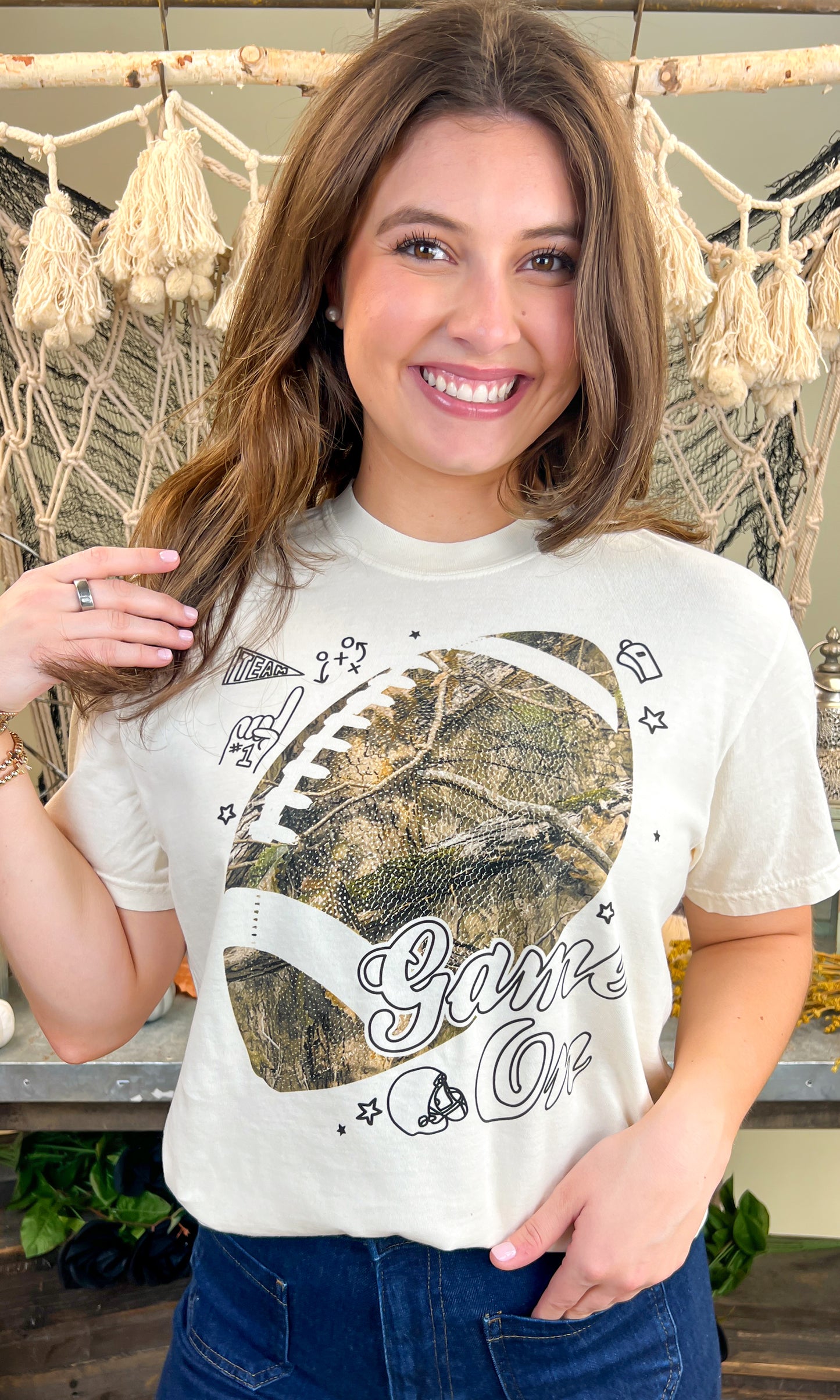 Game On Camouflage Football Graphic Comfort Color T-Shirt