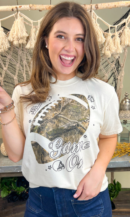 Game On Camouflage Football Graphic T-Shirt