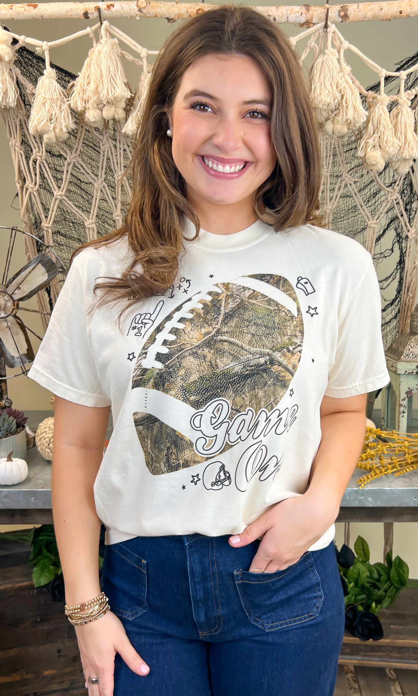 Game On Camouflage Football Graphic T-Shirt