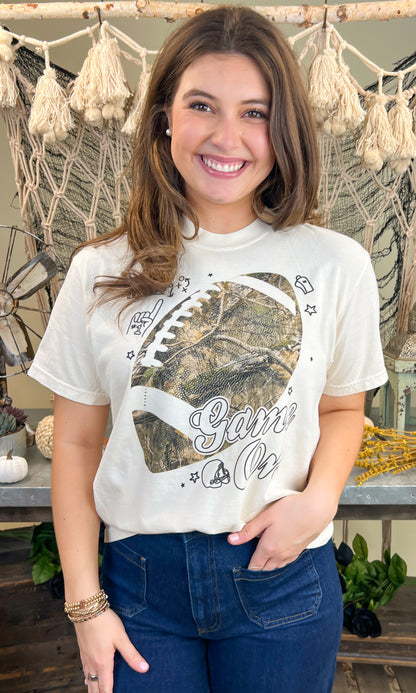 Game On Camouflage Football Graphic T-Shirt