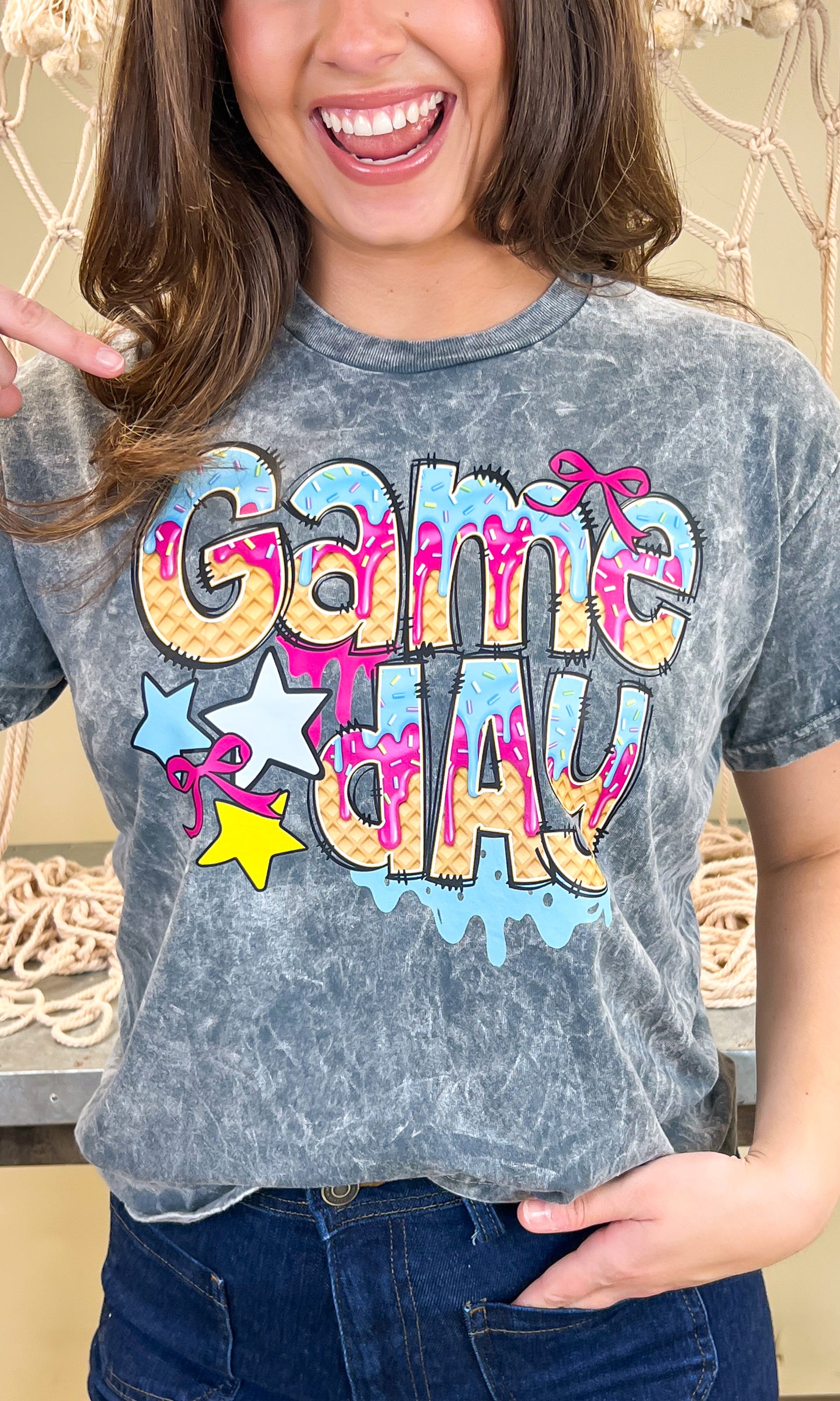 Game Day Drip Mineral Washed Graphic Shirt