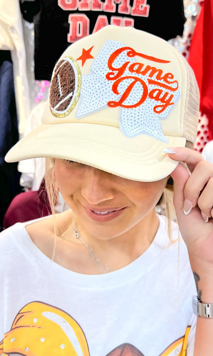 Game Day Football Bow Patch Trucker Hat