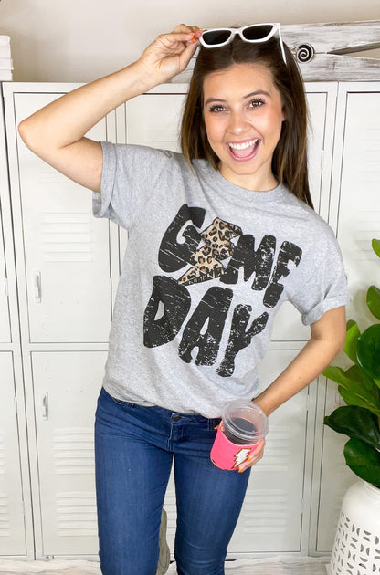 Game Day Leopard Lightning Bolt T-Shirt