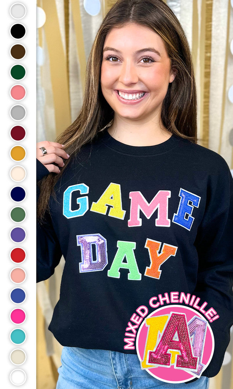 Game Day Sequin Funky Mix Graphic Sweatshirt