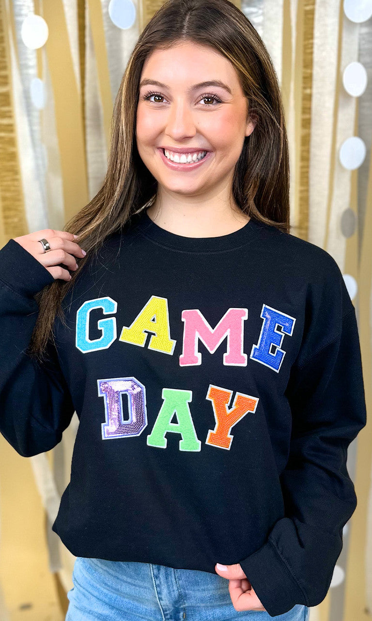 Game Day Sequin Funky Mix Graphic Sweatshirt