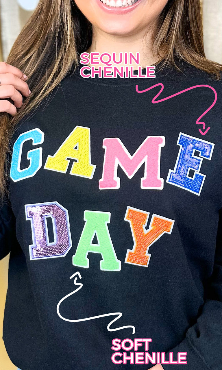 Game Day Sequin Funky Mix Graphic Sweatshirt