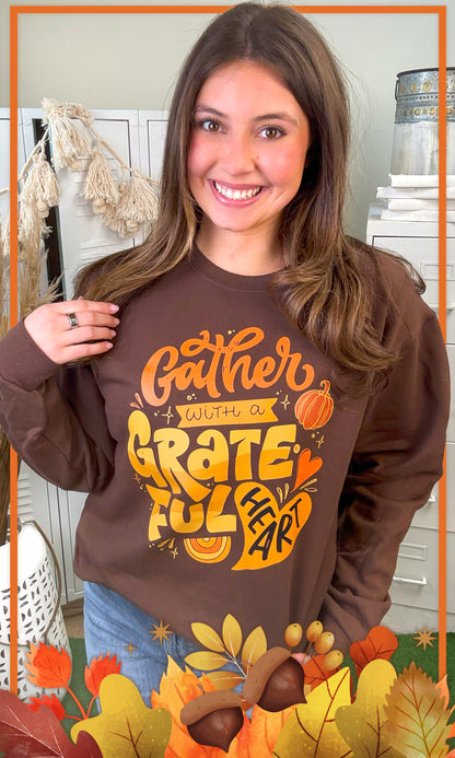 Gather with a Grateful Heart Graphic Sweatshirt