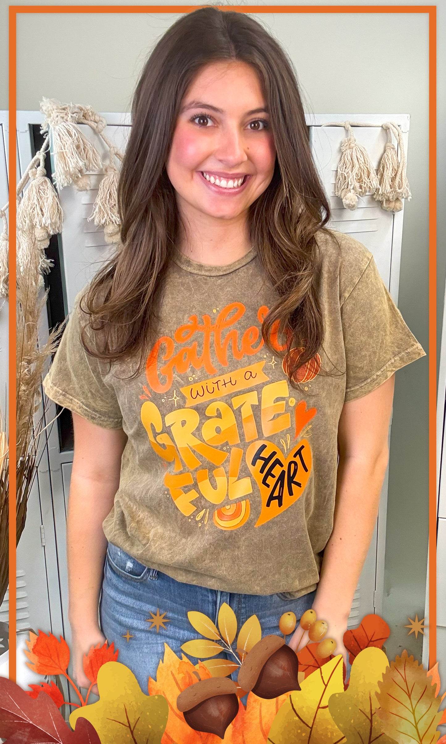 Gather with a Grateful Heart Mineral Washed Graphic Shirt