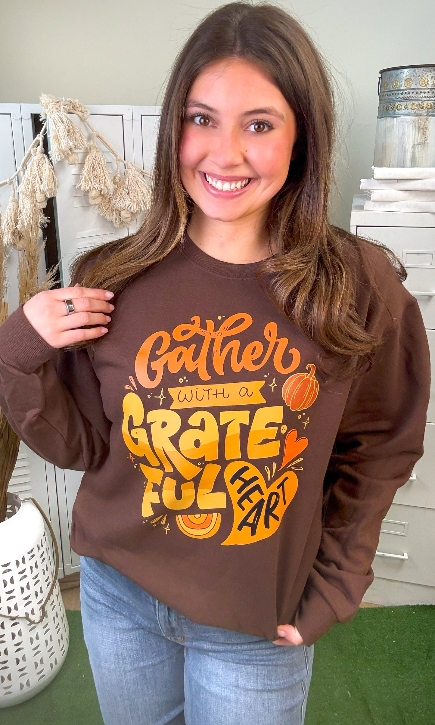 Gather with a Grateful Heart Graphic Sweatshirt