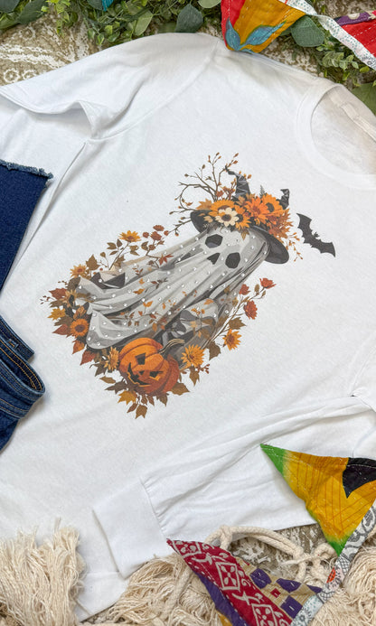 Gaudy Ghost Rhinestone Graphic Long Sleeve Shirt