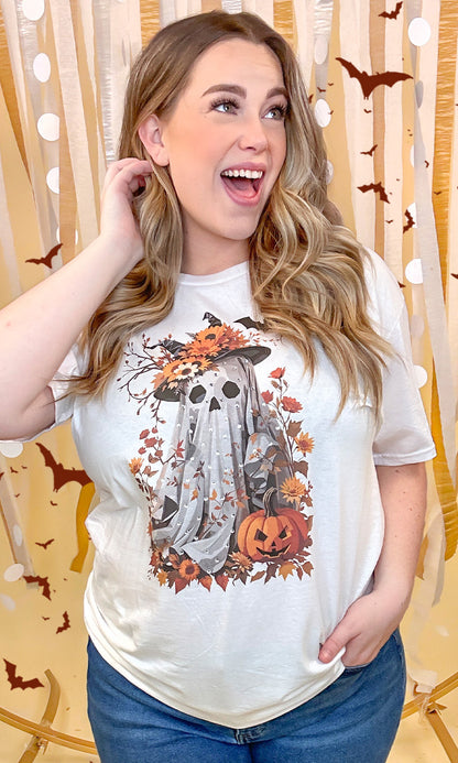 Gaudy Ghost Rhinestone Graphic Shirt