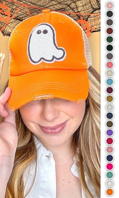 Ghost Sparkle Sequin Vintage Hat