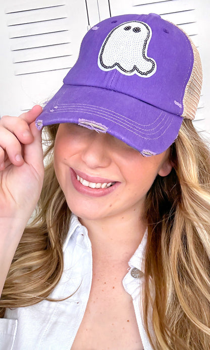 Ghost Sparkle Sequin Vintage Hat