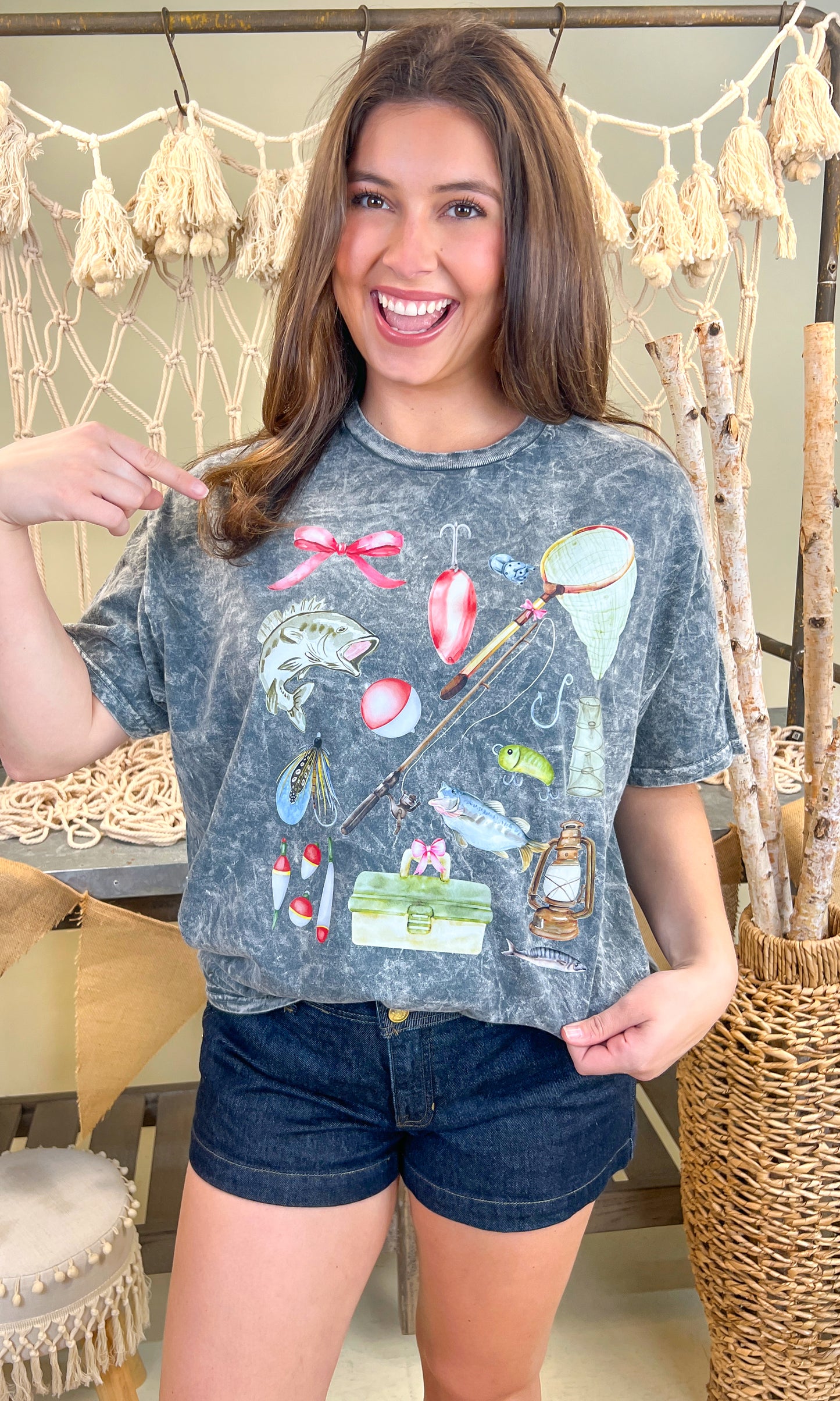 Girly Fishing Mineral Washed Graphic Shirt