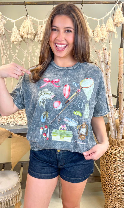 Girly Fishing Mineral Washed Graphic Shirt