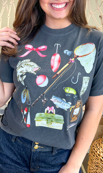 Girly Fishing Comfort Color Graphic T-Shirt