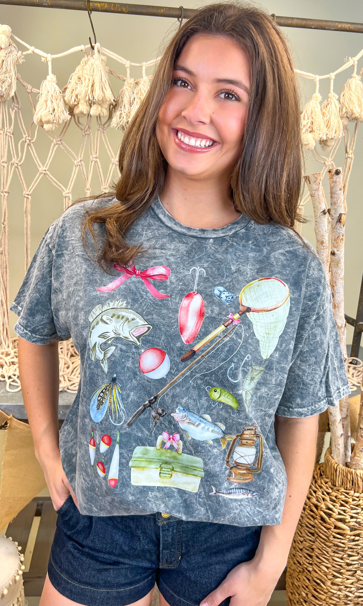 Girly Fishing Mineral Washed Graphic Shirt