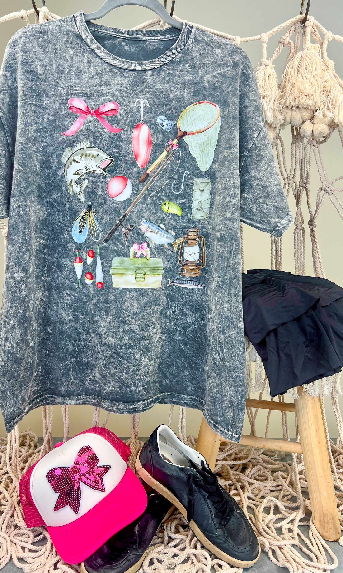 Girly Fishing Mineral Washed Graphic Shirt