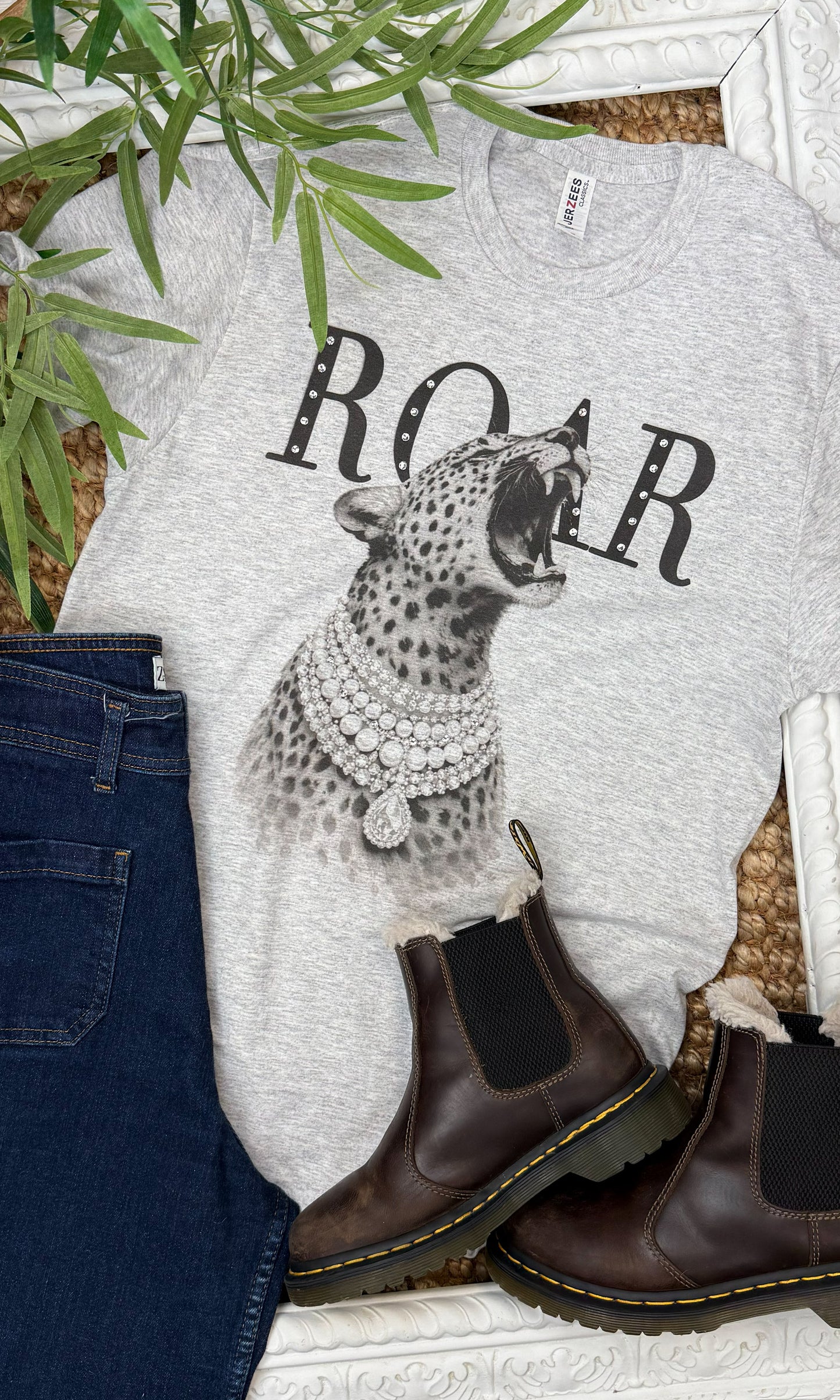 Cheetah Roar with Rhinestones Graphic T-Shirt