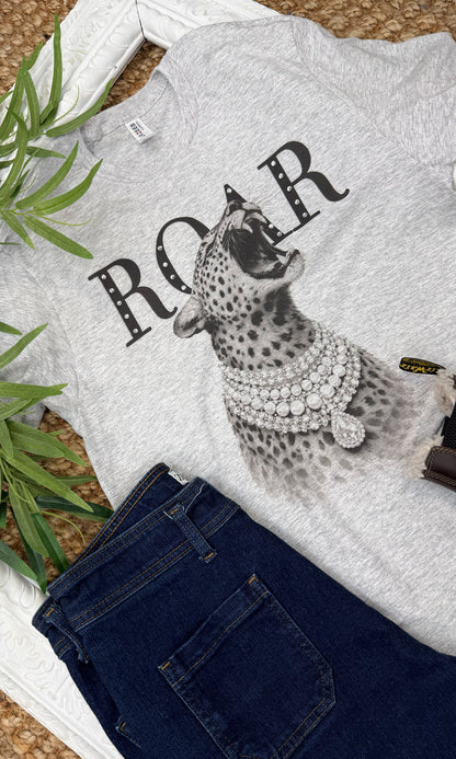 Cheetah Roar with Rhinestones Graphic T-Shirt