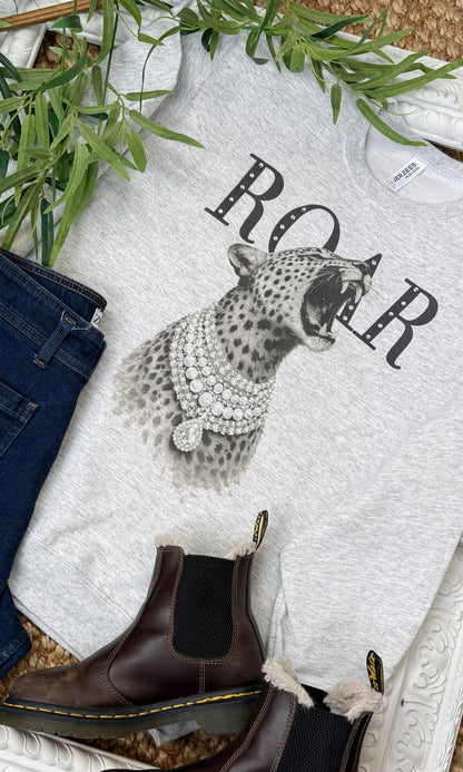 Cheetah Roar with Rhinestones Graphic Sweatshirt