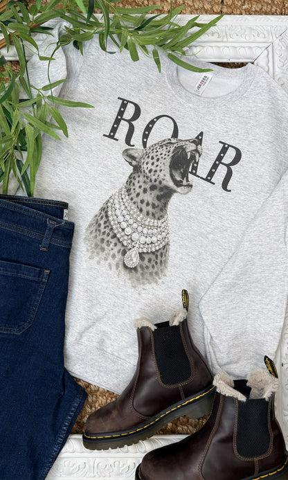 Cheetah Roar with Rhinestones Graphic Sweatshirt
