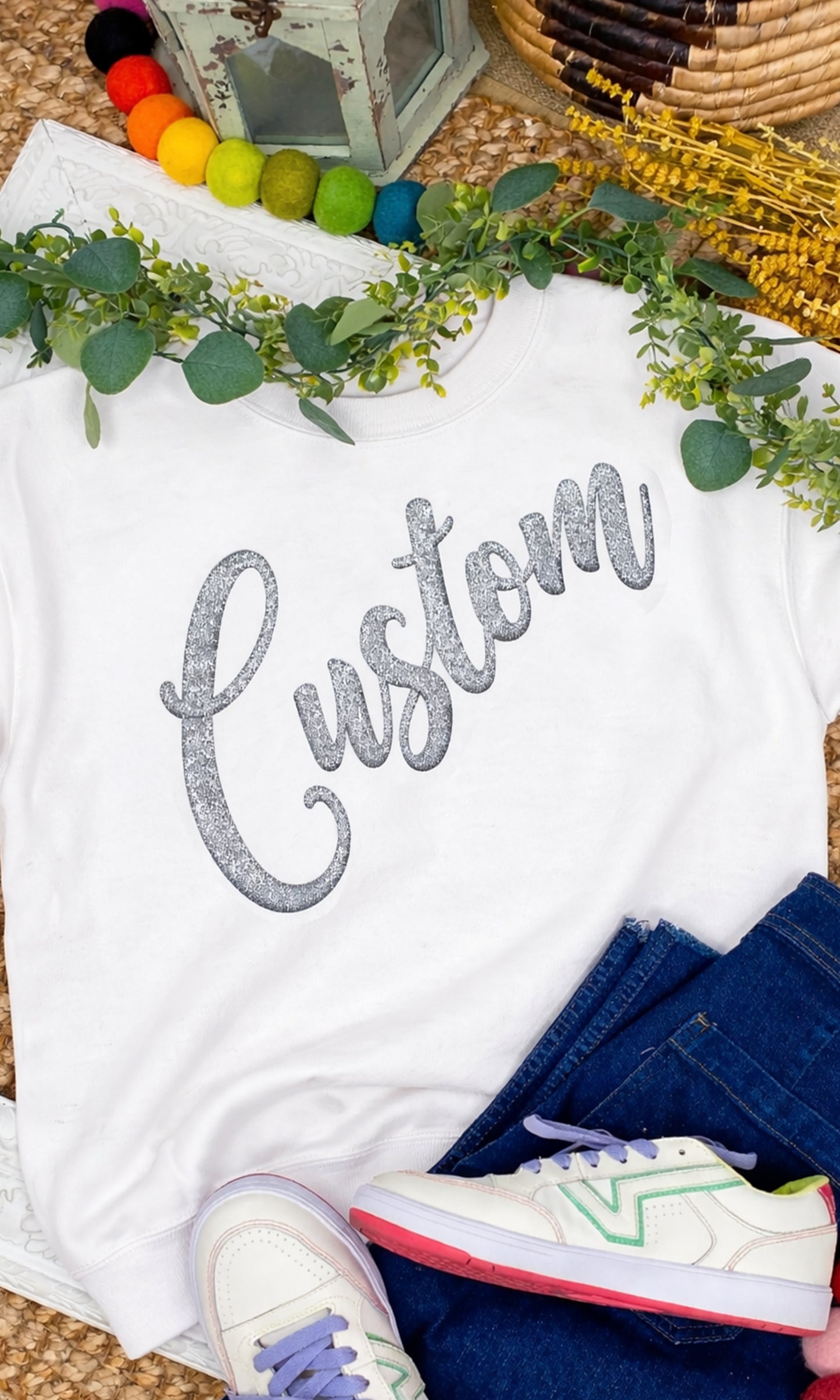 Glitter Puff Custom Graphic Sweatshirt