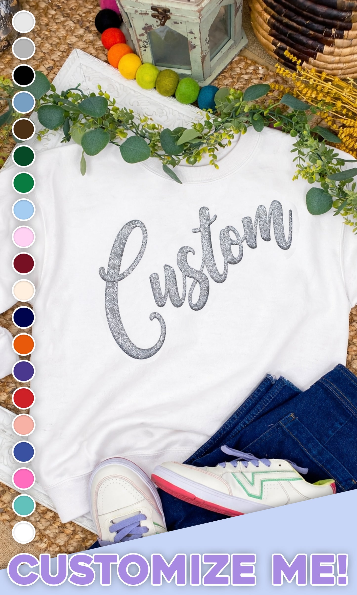 Glitter Puff Custom Graphic Sweatshirt