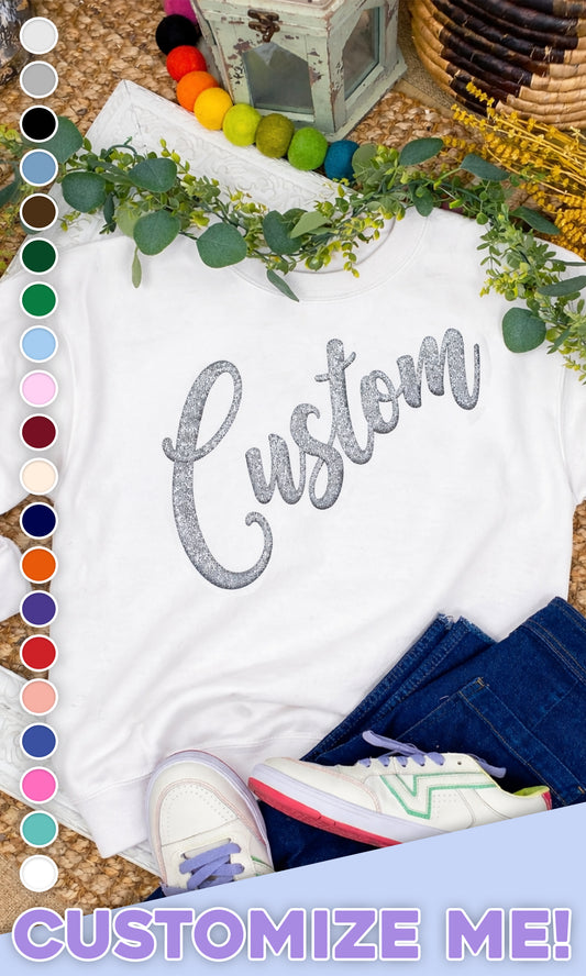 Glitter Puff Custom Graphic Sweatshirt