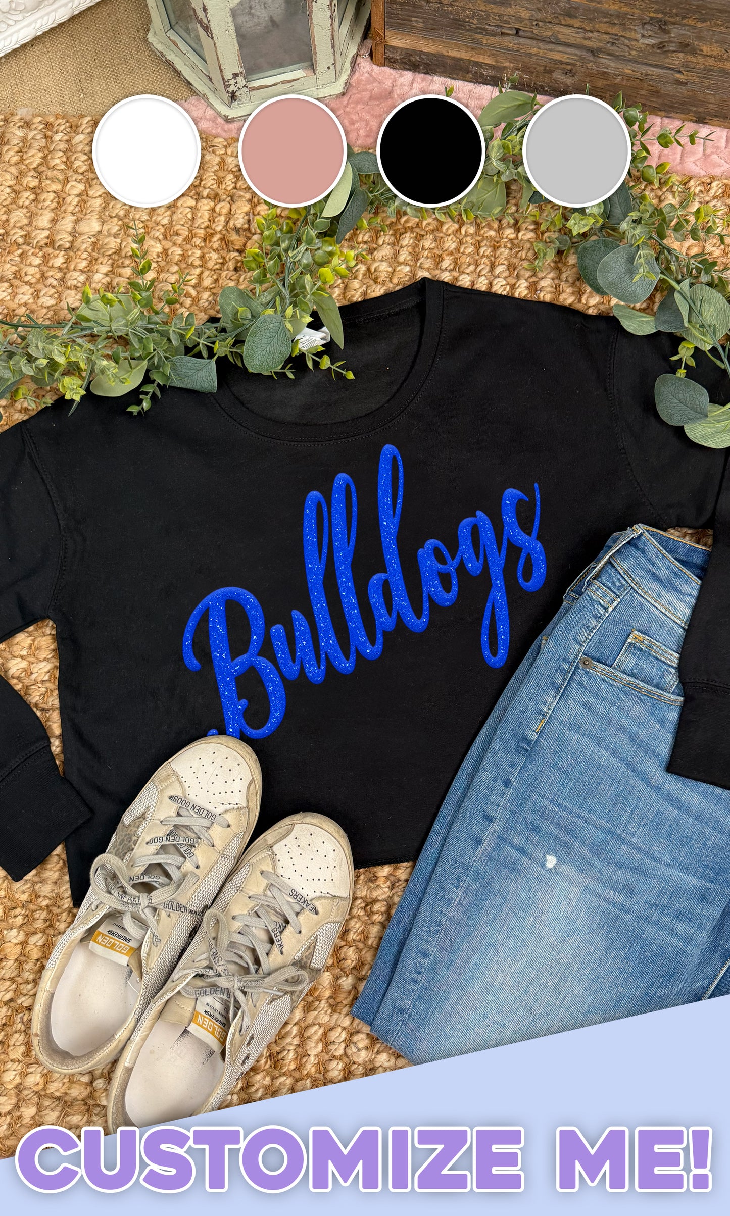 Glitter Puff Custom Graphic Crop Sweatshirt