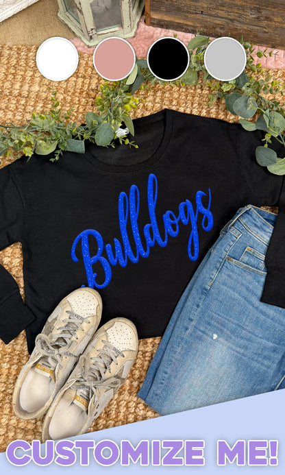 Glitter Puff Custom Graphic Crop Sweatshirt