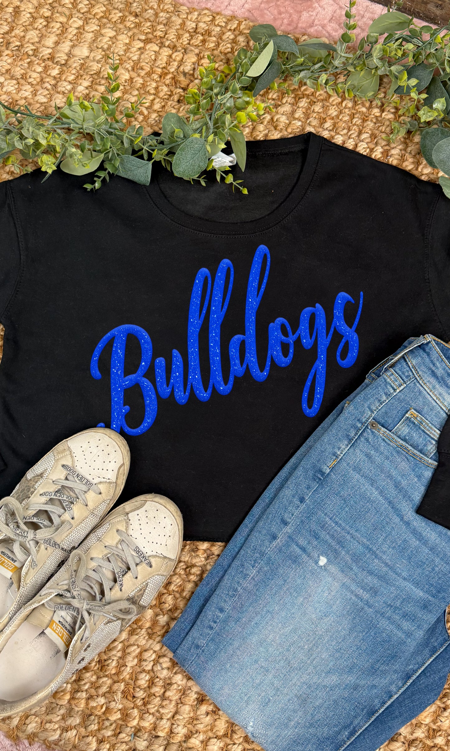 Glitter Puff Custom Graphic Crop Sweatshirt