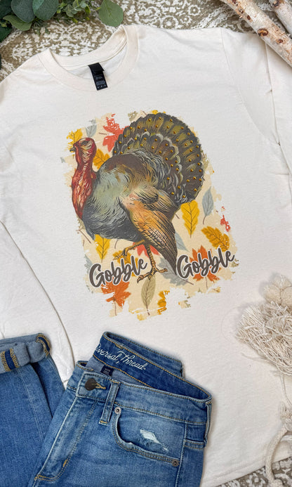 Gobble Gobble Rhinestone Graphic Long Sleeve Shirt