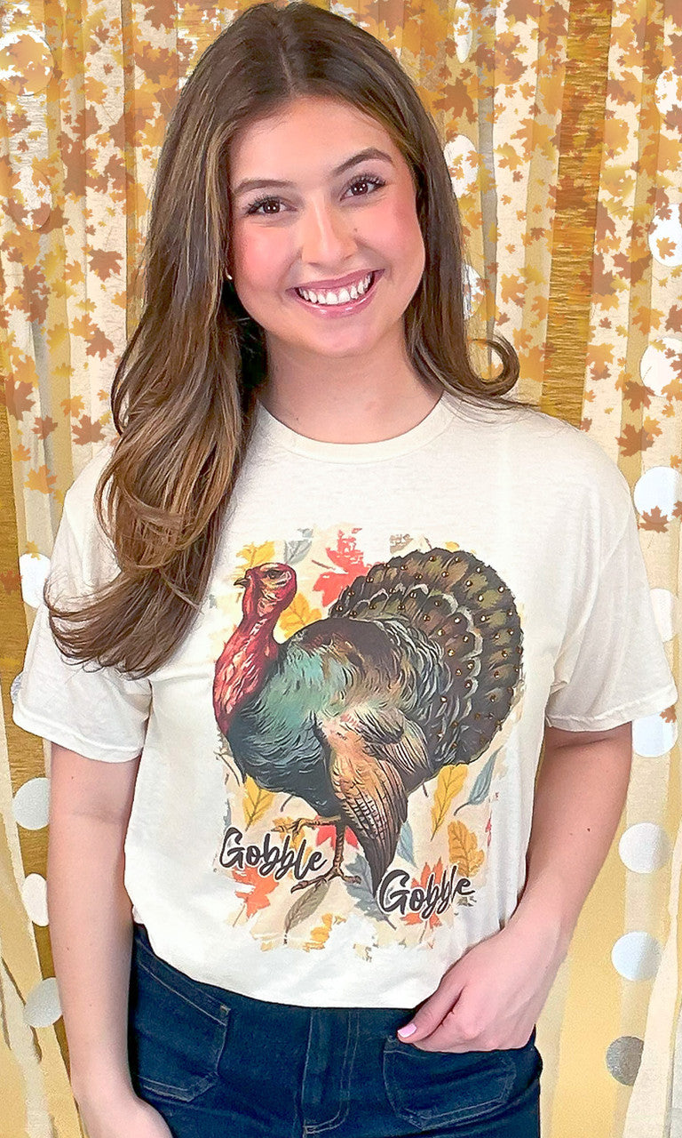 Gobble Gobble Rhinestone Graphic Shirt