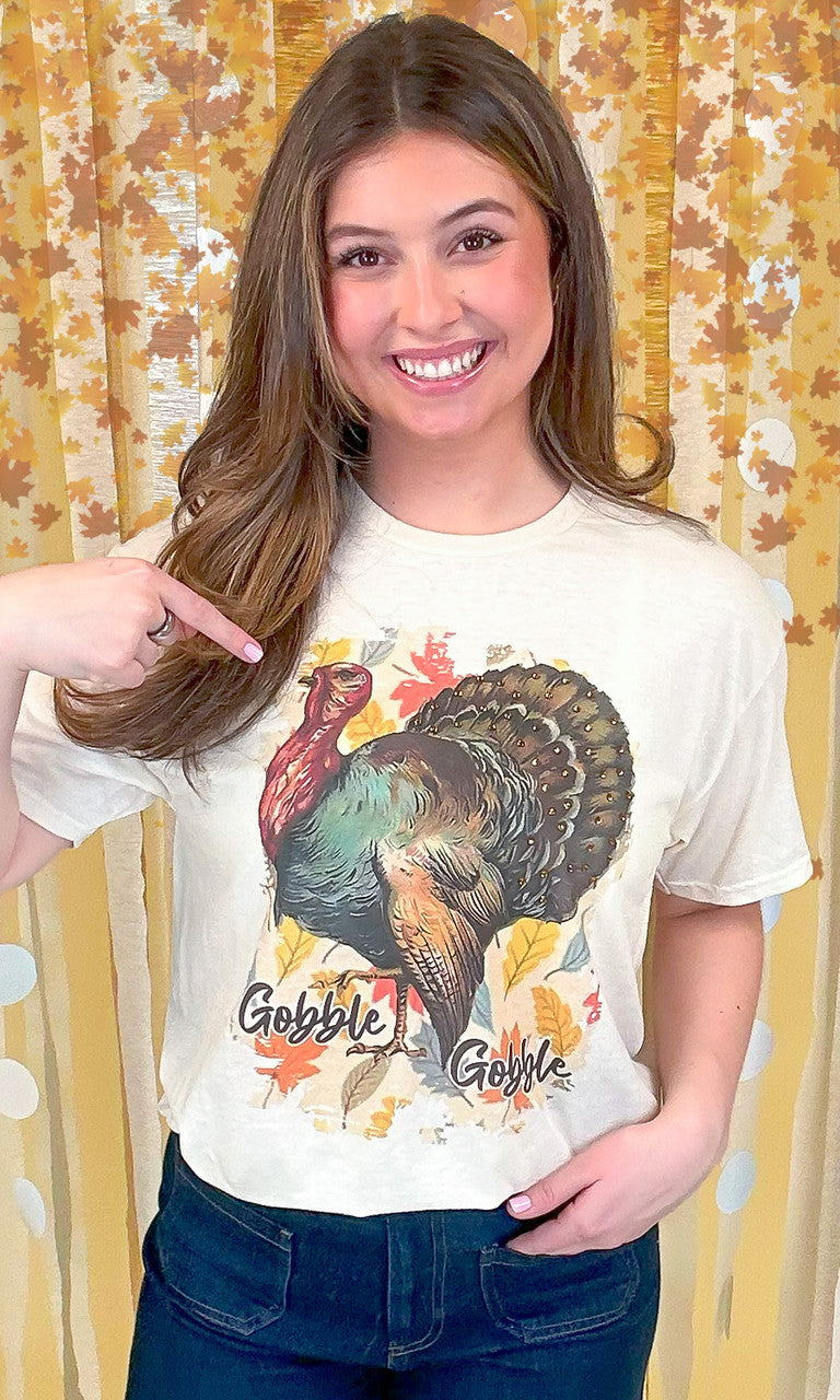 Gobble Gobble Rhinestone Graphic Shirt