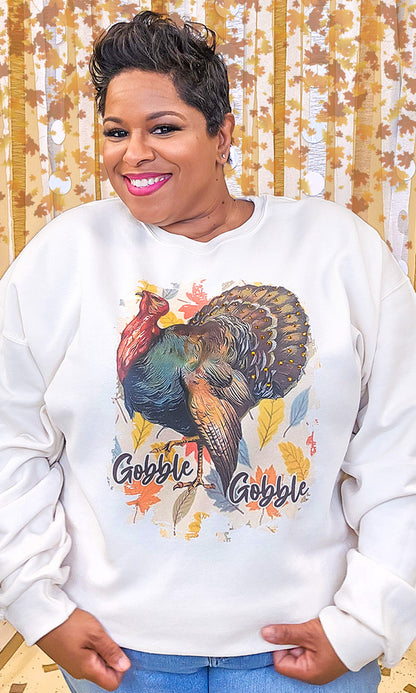 Gobble Gobble Rhinestone Graphic Sweatshirt
