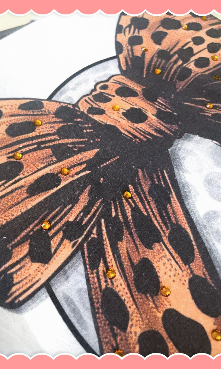 Golf Cheetah Bow Rhinestone Graphic Shirt