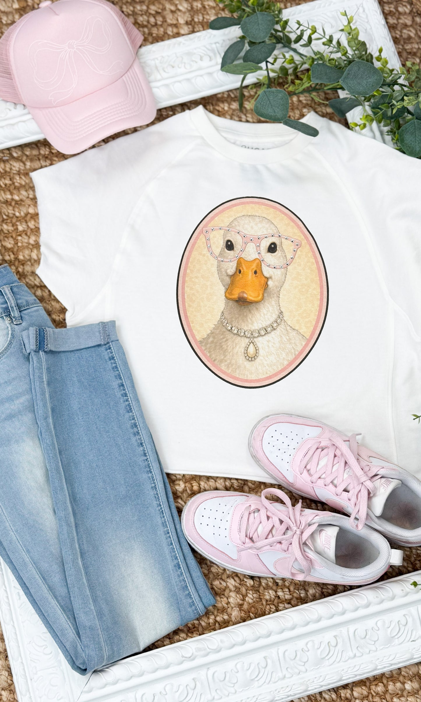 Goose with Rhinestone Specs Graphic Edgy Shirt