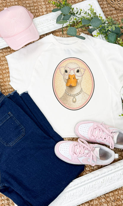 Goose with Rhinestone Specs Graphic Edgy Shirt