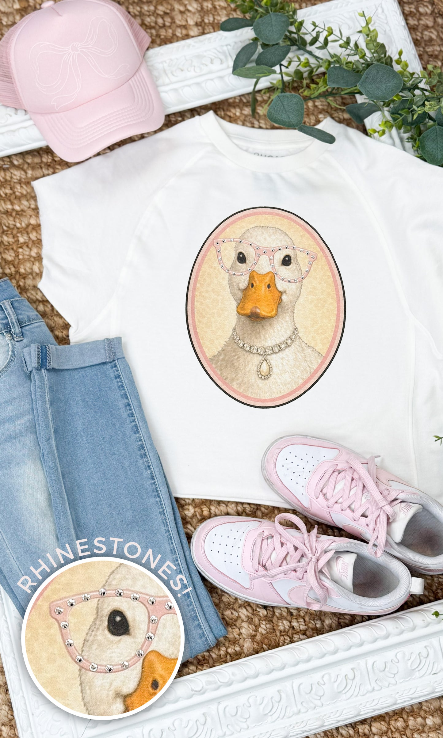 Goose with Rhinestone Specs Graphic Edgy Shirt