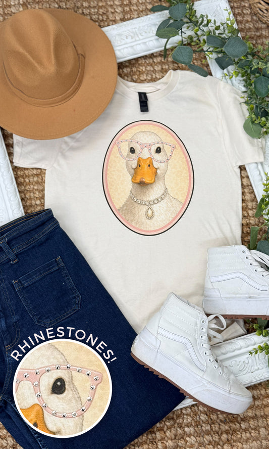 Goose with Rhinestone Specs Graphic T-Shirt