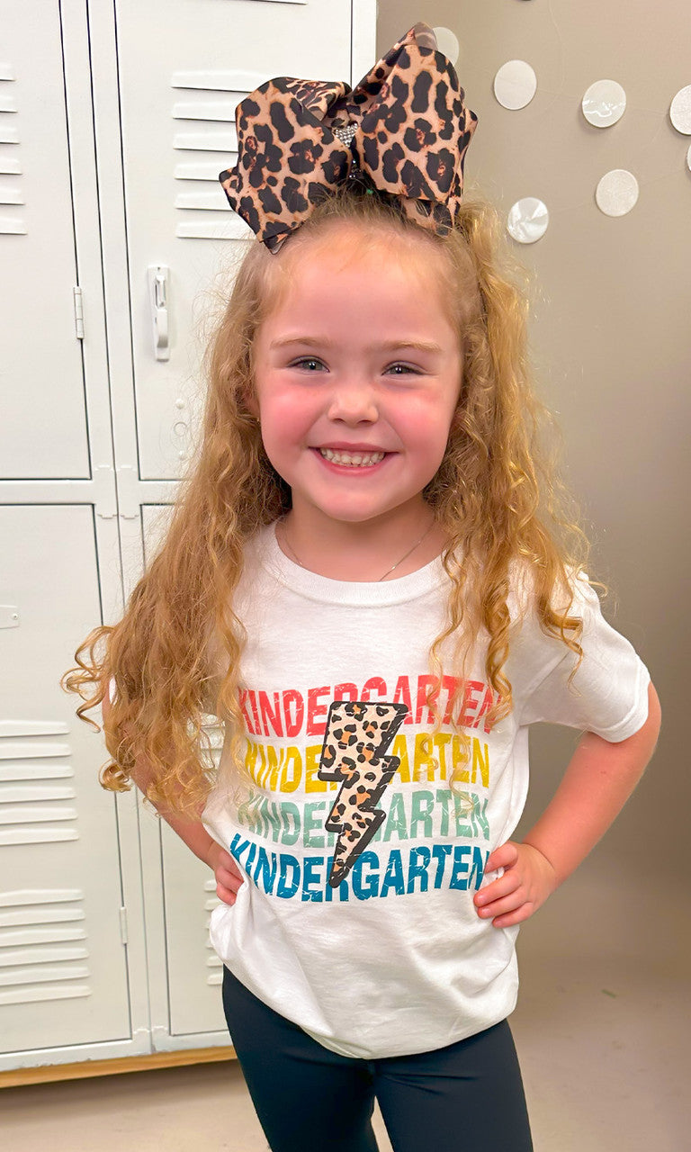 School Leopard Lightning Bolt Graphic T-Shirt