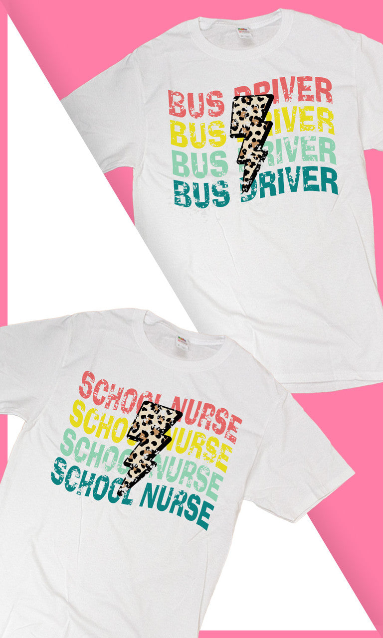 School Leopard Lightning Bolt Graphic Long Sleeve