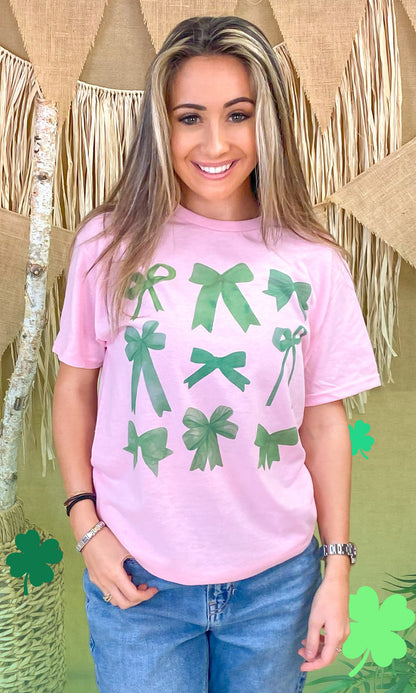 Green Bows St Patricks Day Graphic T-Shirt