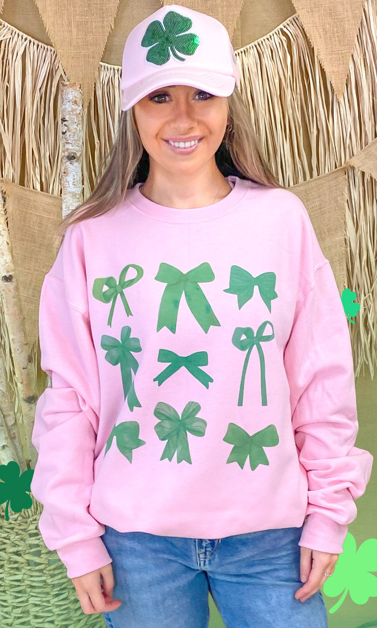 Green Bows St Patricks Day Graphic Sweatshirt