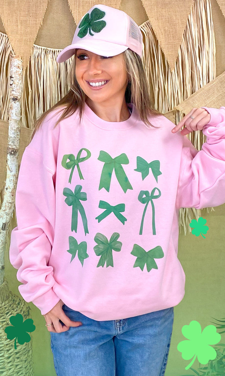 Green Bows St Patricks Day Graphic Sweatshirt