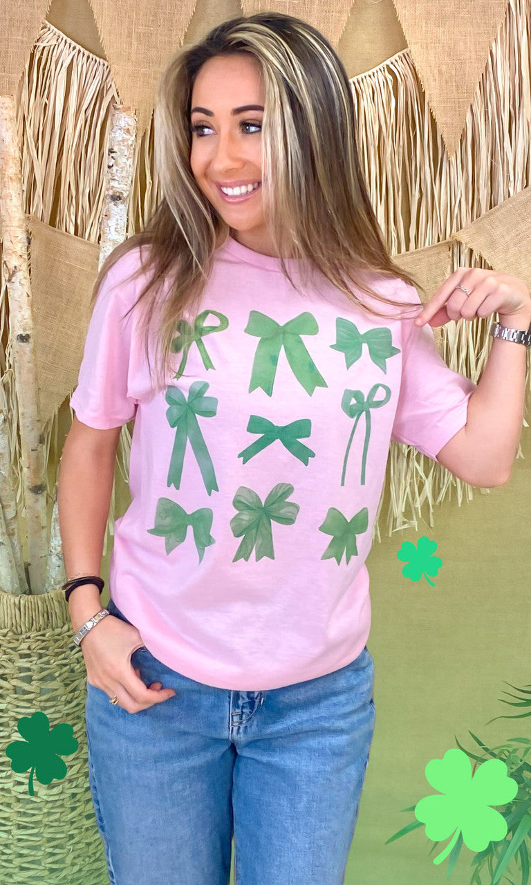 Green Bows St Patricks Day Graphic T-Shirt